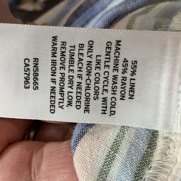 Caslon Stripe Paperbag Shorts Blue White XL Belted Cuff Linen Wide Leg NEW - Picture 7 of 9